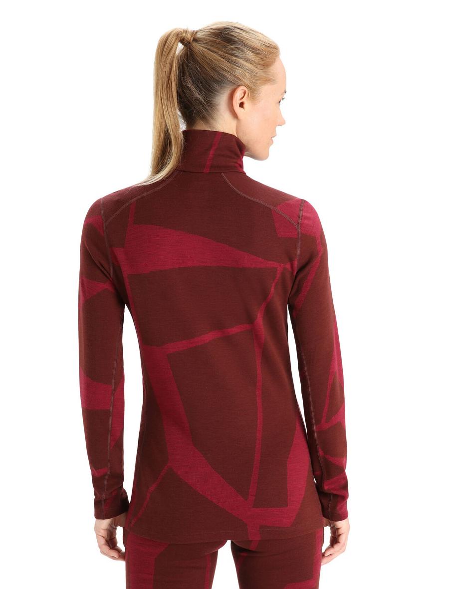 Espresso / Cherry Women's Icebreaker Merino 250 Vertex Long Sleeve Half Zip Thermal Top Fractured Landscapes One Piece & Sets | USA 1787HAPK